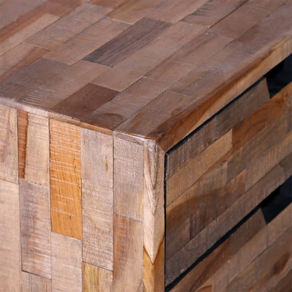 Bedside table with 2 drawers reclaimed teak