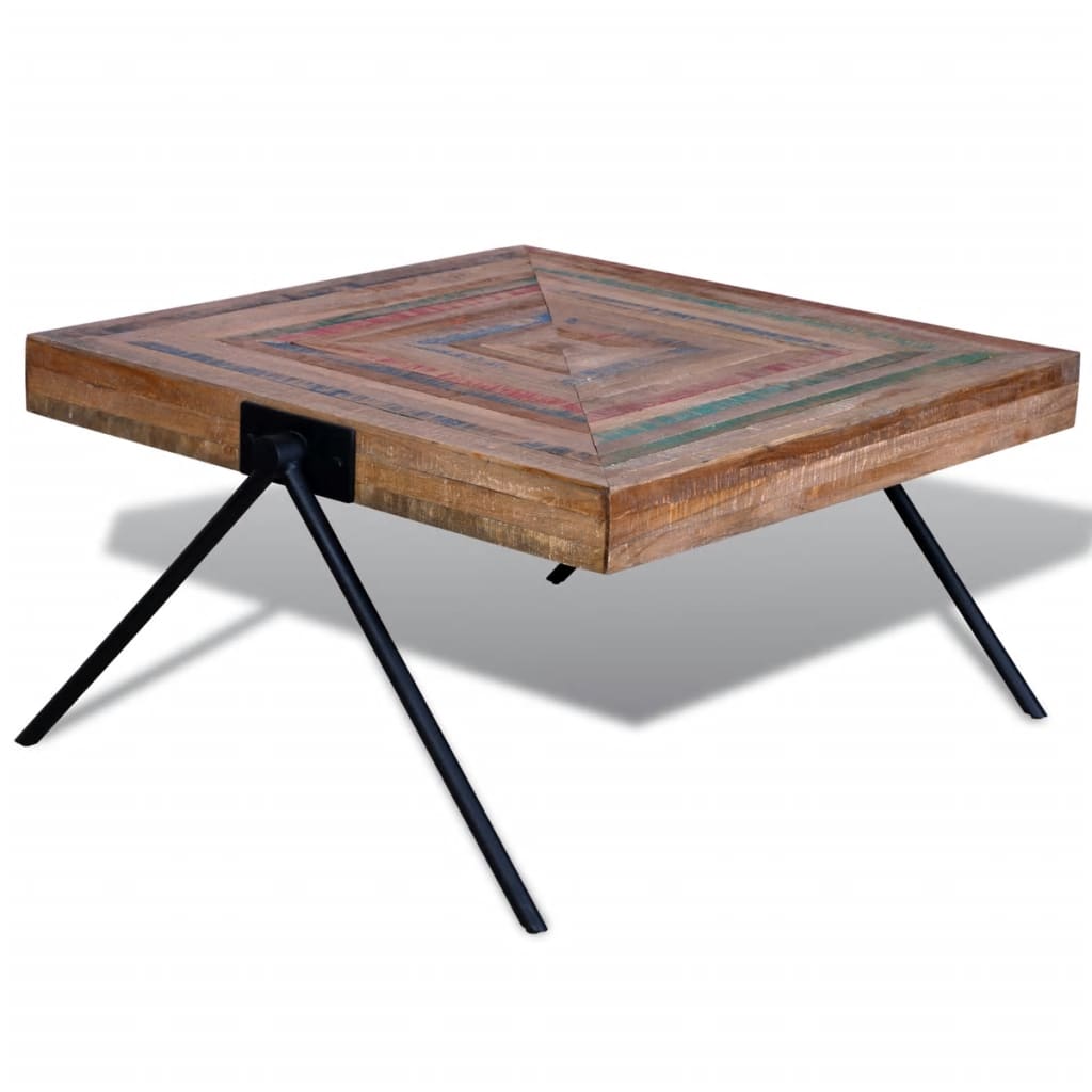 Coffee table with V-legs made of reclaimed teak
