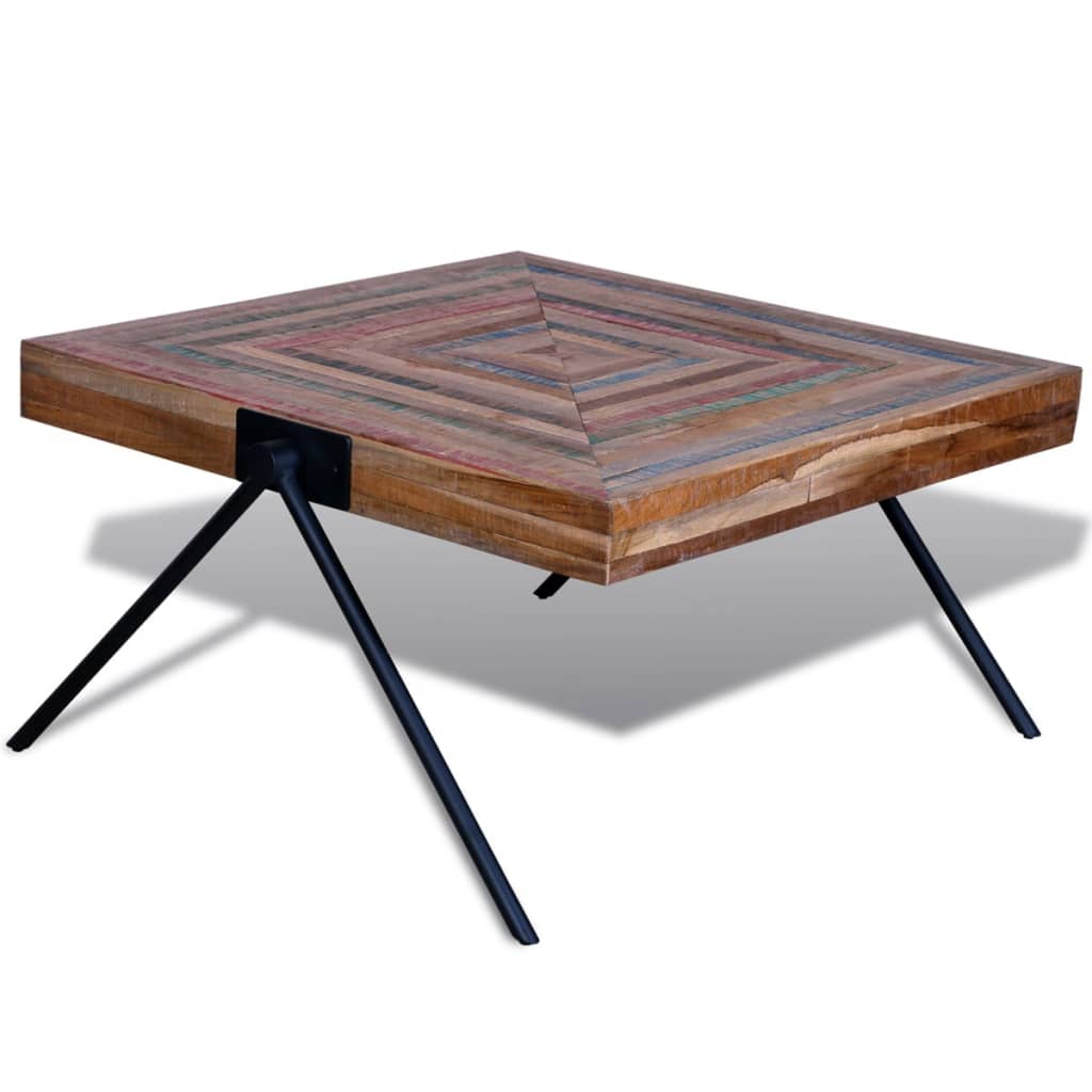 Coffee table with V-legs made of reclaimed teak