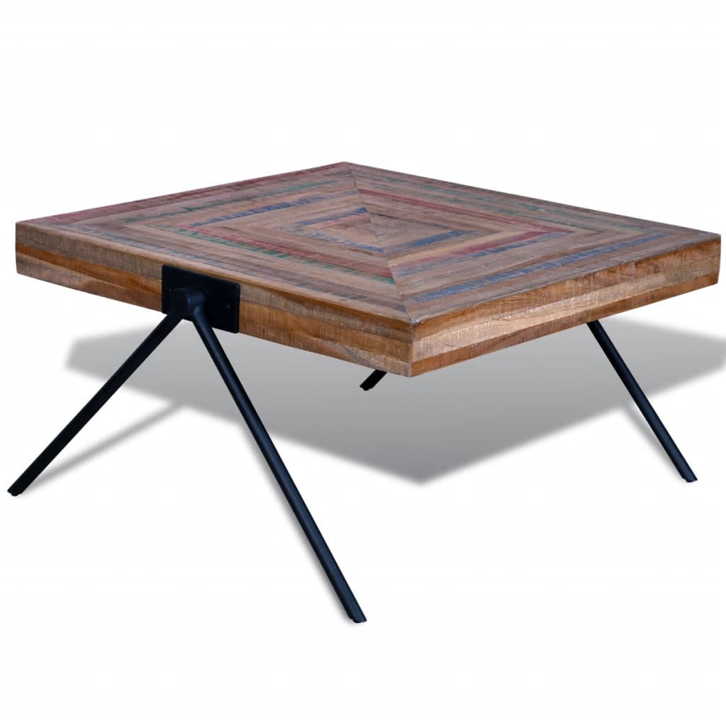 Coffee table with V-legs made of reclaimed teak