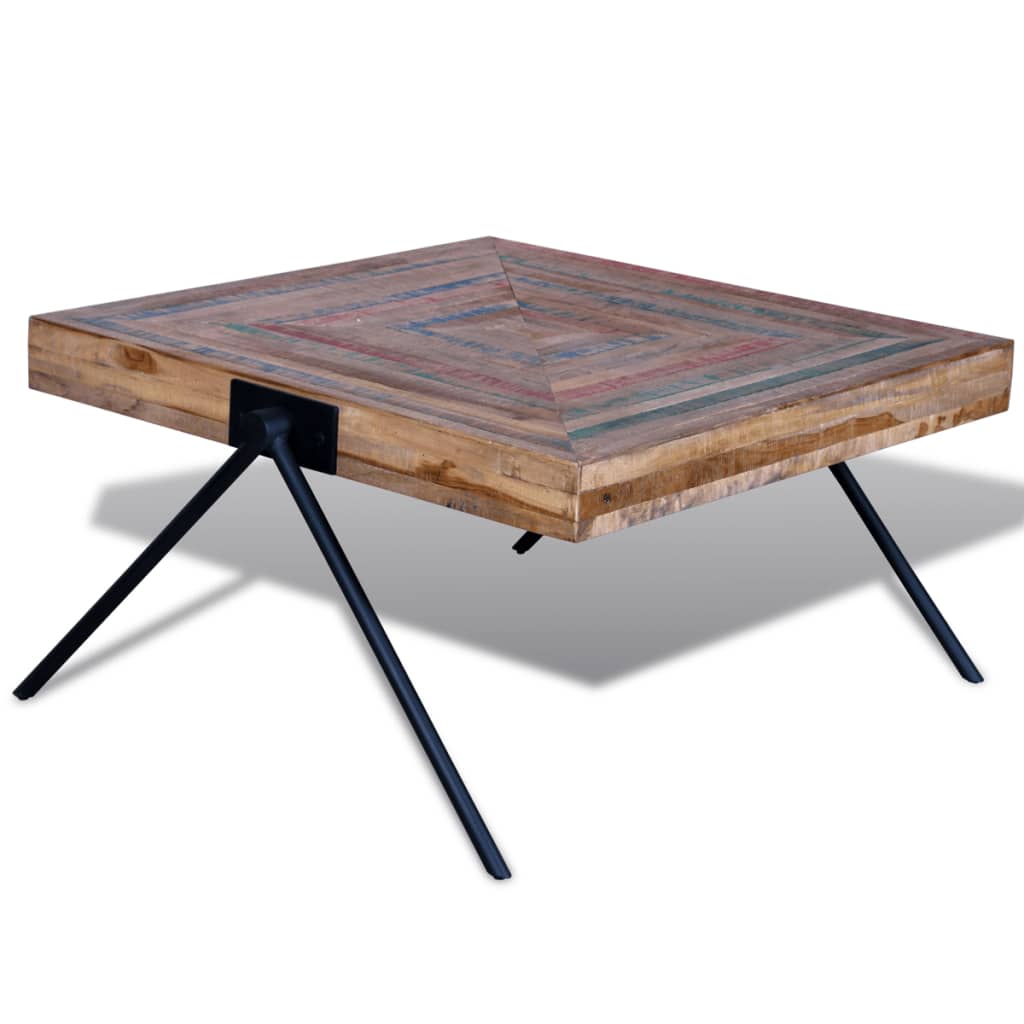 Coffee table with V-legs made of reclaimed teak