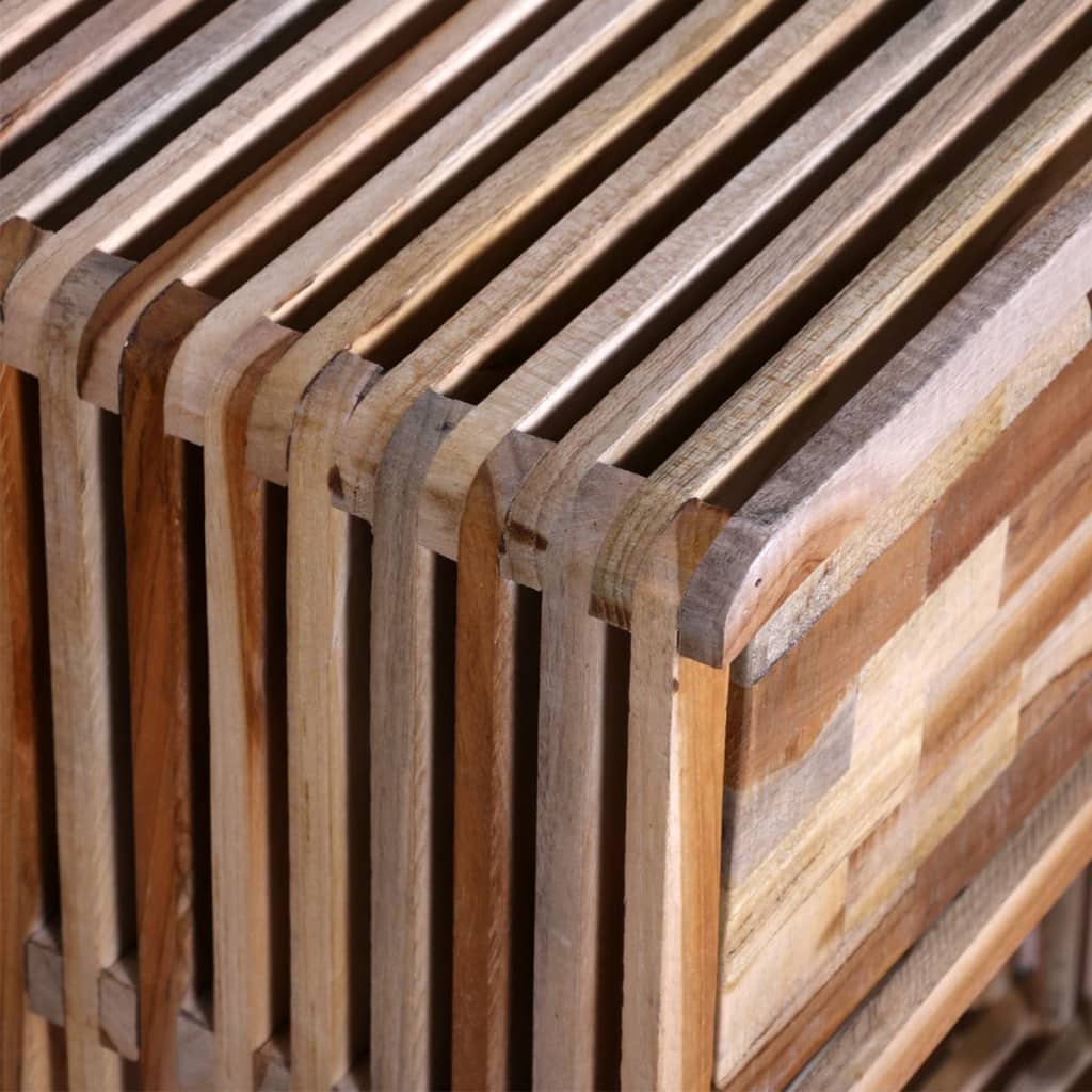 Bedside table with drawer made of old teak wood