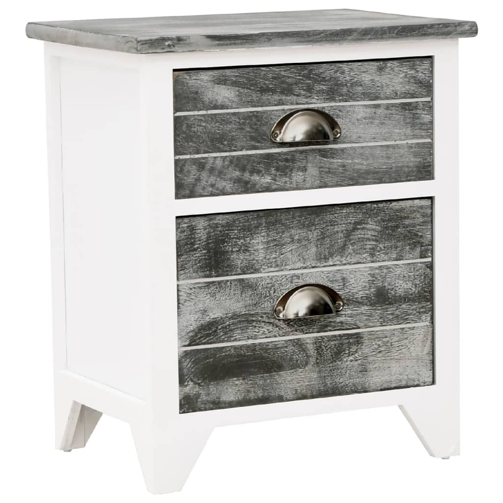 Tables de chevet 2 pièces avec 2 tiroirs gris et blanc