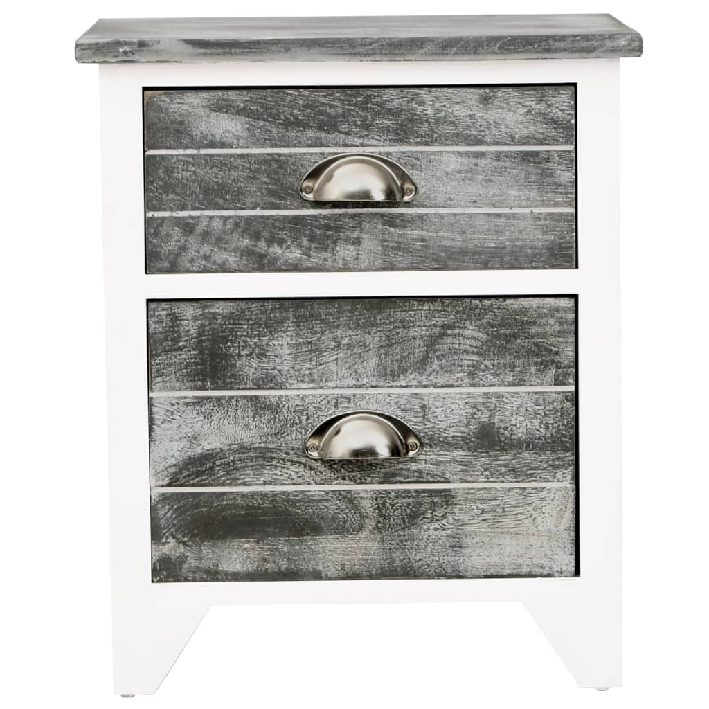 Tables de chevet 2 pièces avec 2 tiroirs gris et blanc