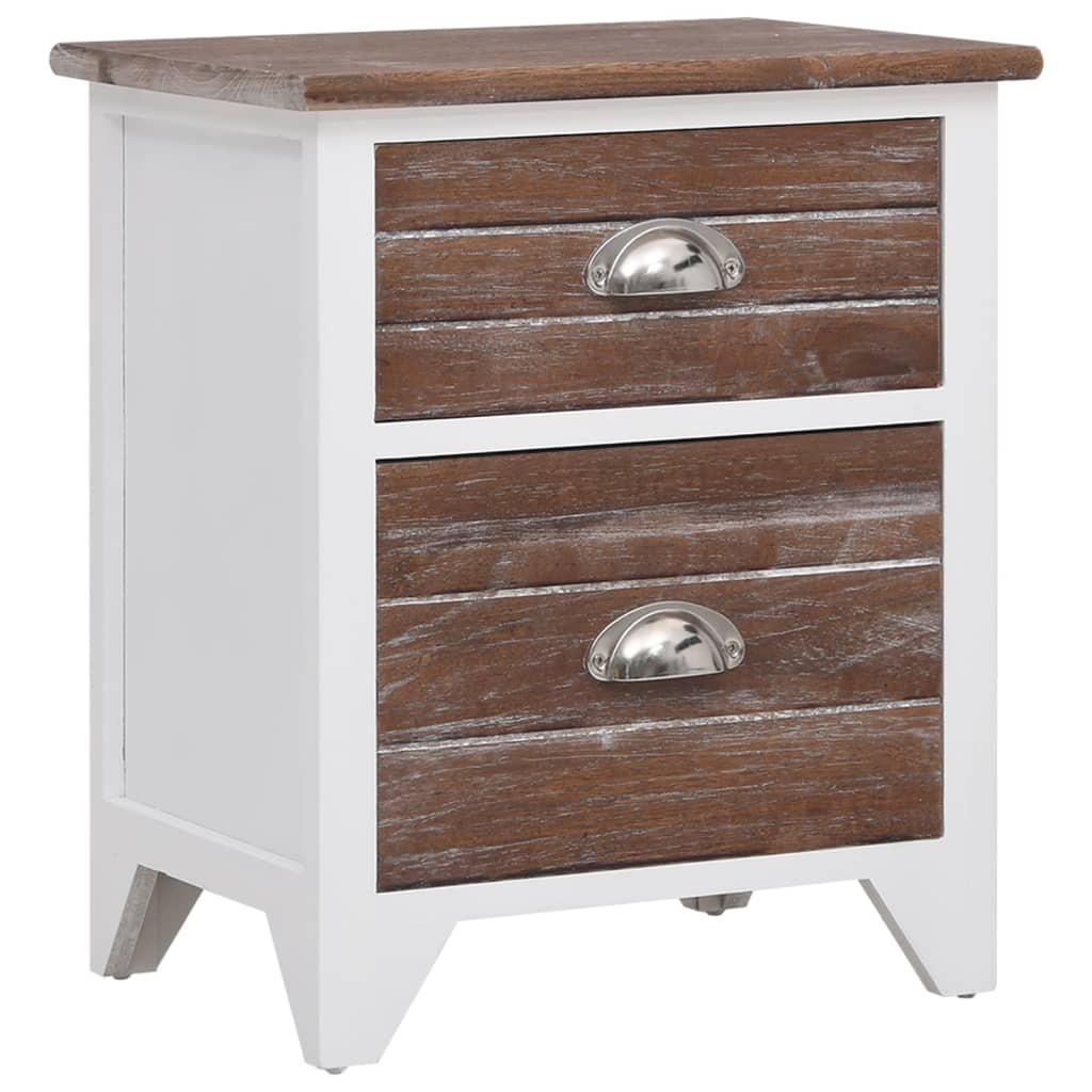 Tables de chevet 2 pièces avec 2 tiroirs marron et blanc