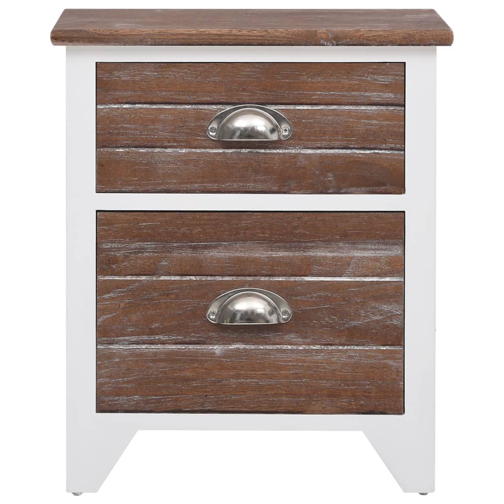 Tables de chevet 2 pièces avec 2 tiroirs marron et blanc
