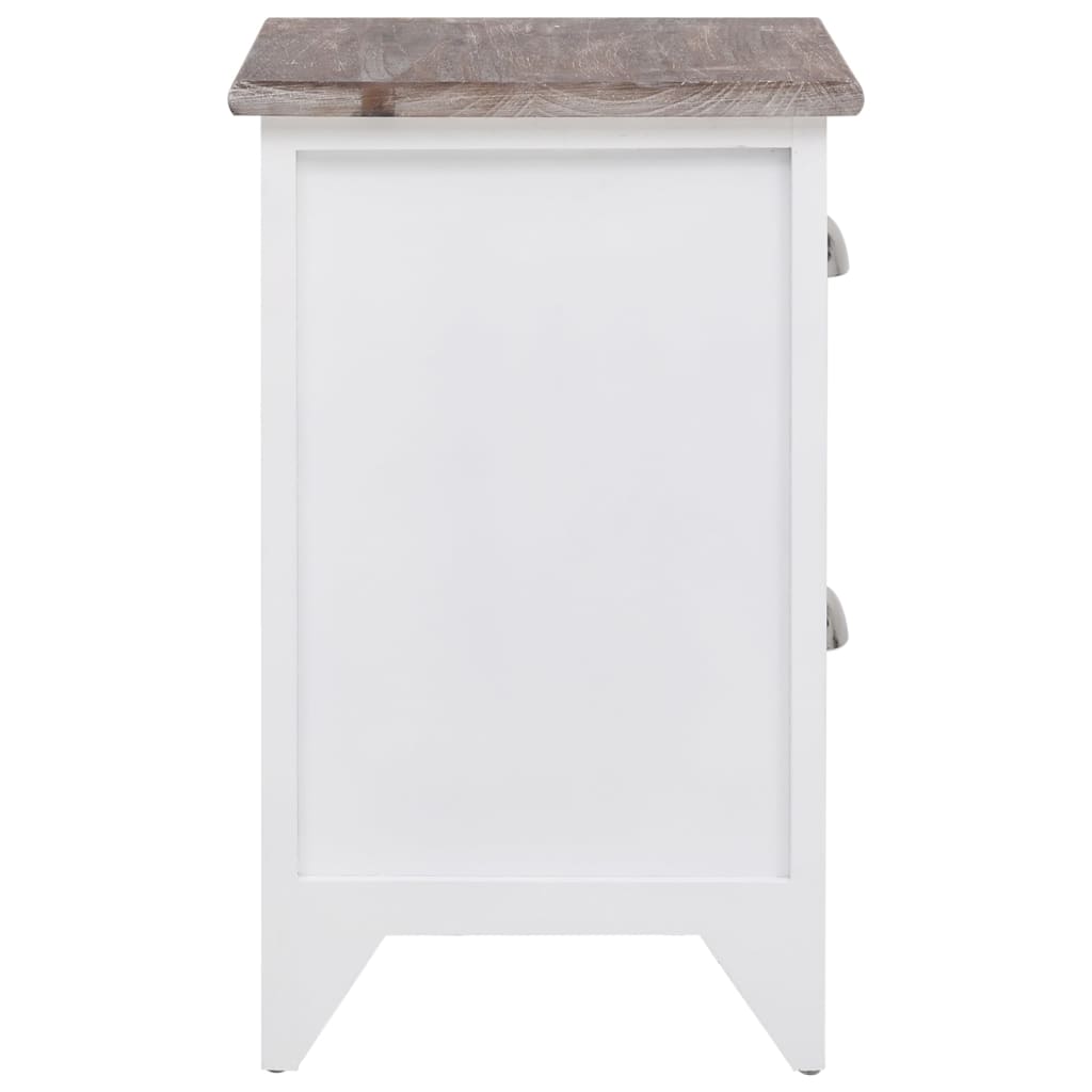 Tables de chevet 2 pièces avec 2 tiroirs marron et blanc