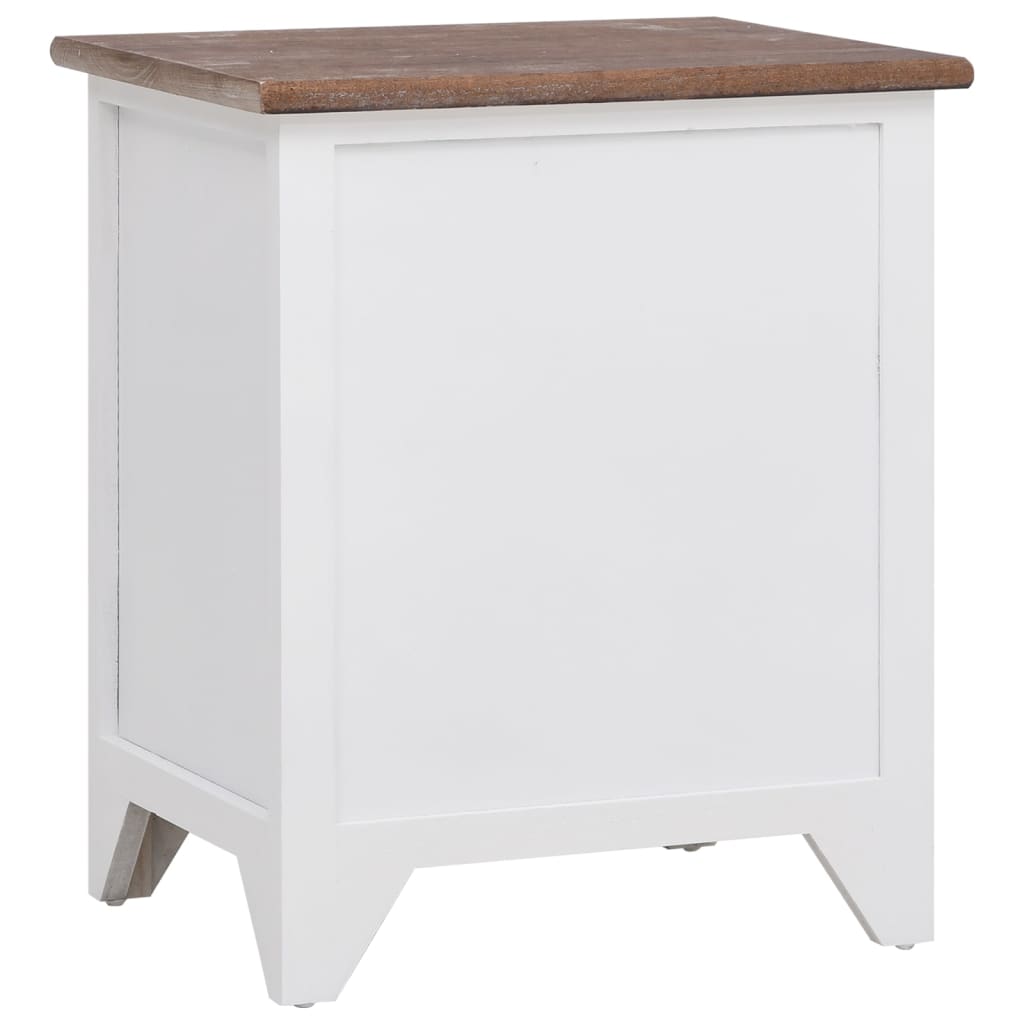 Tables de chevet 2 pièces avec 2 tiroirs marron et blanc