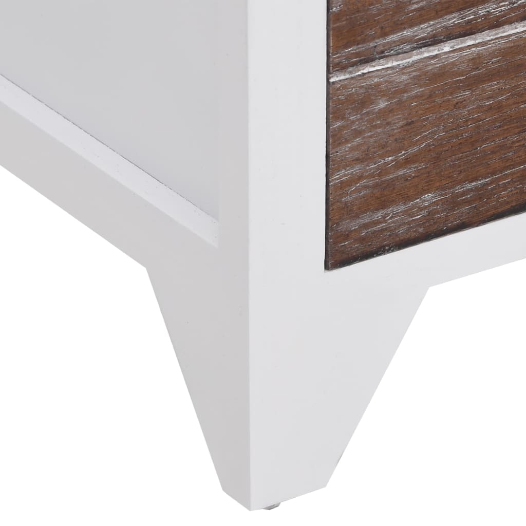 Tables de chevet 2 pièces avec 2 tiroirs marron et blanc