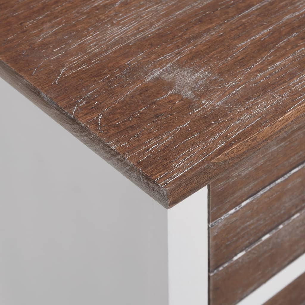 Tables de chevet 2 pièces avec 2 tiroirs marron et blanc