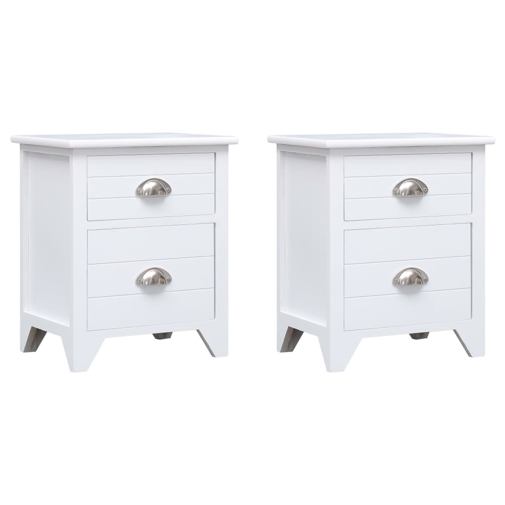 Tables de chevet 2 pièces avec 2 tiroirs blanches