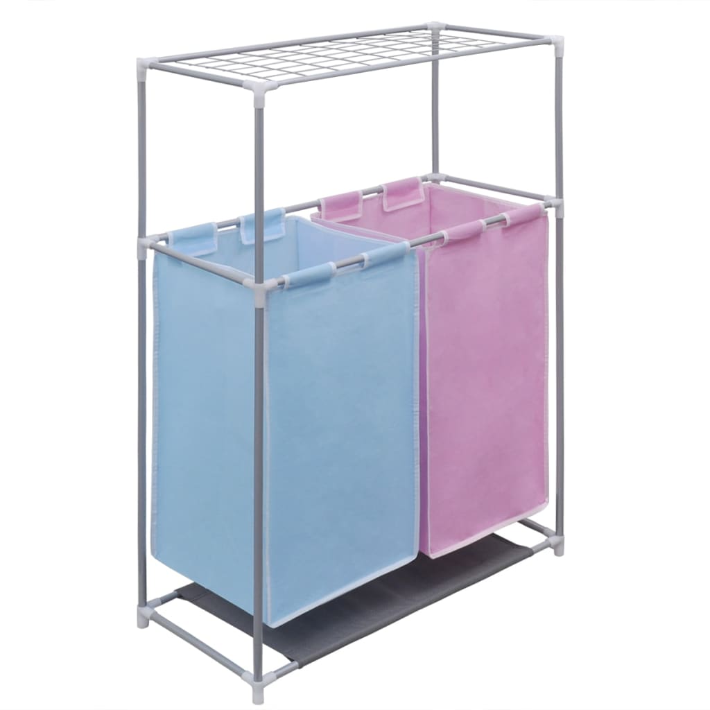 2-compartment laundry basket with drying rack