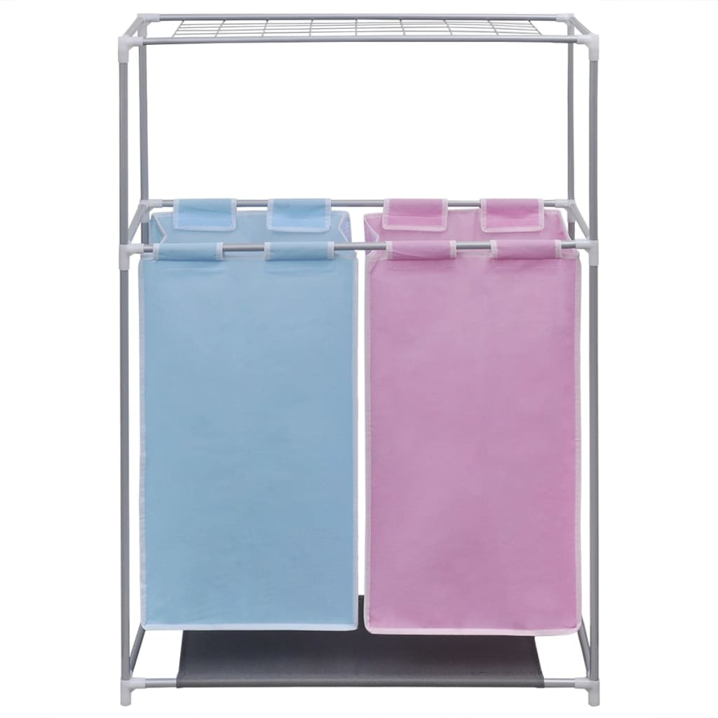 2-compartment laundry basket with drying rack