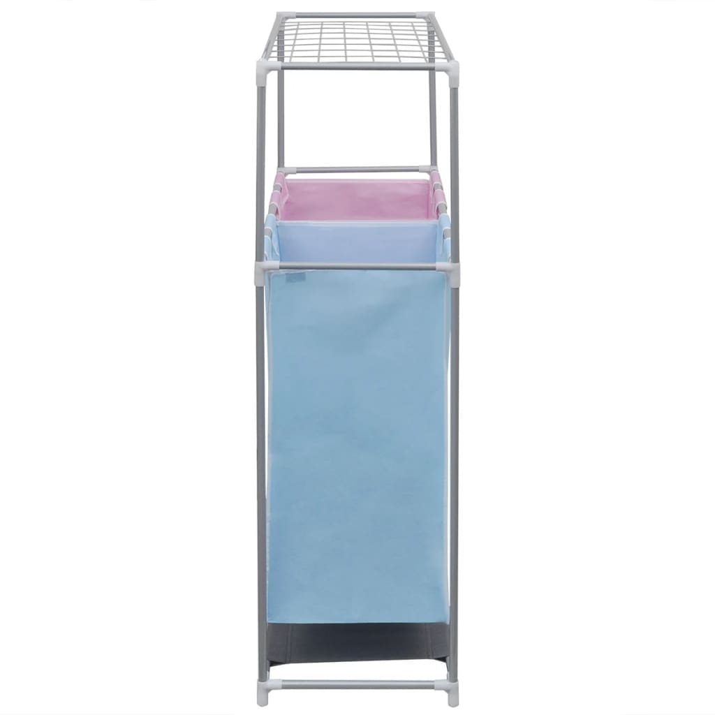 2-compartment laundry basket with drying rack