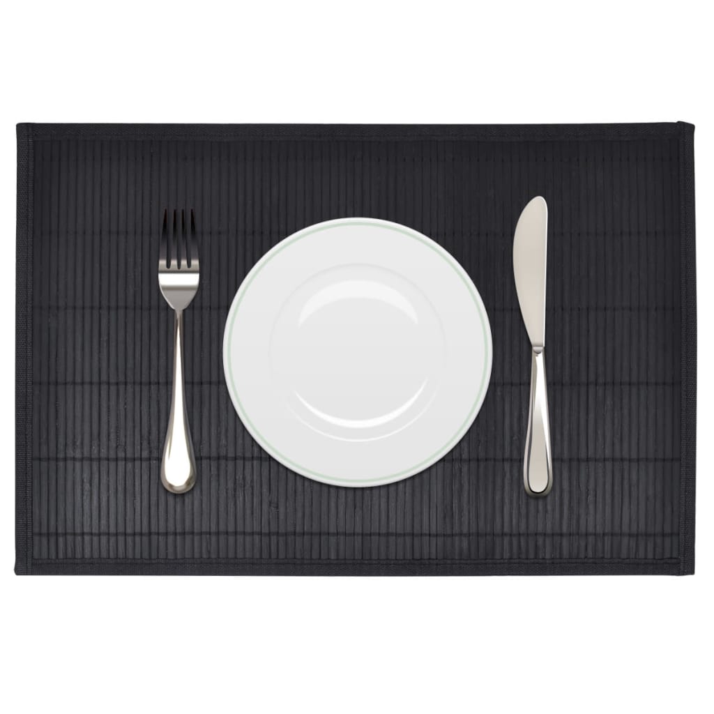 6 sets de table en bambou 30 x 45 cm noir