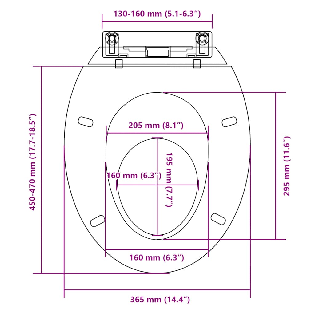 Toilettensitz mit Absenkautomatik Weiß Oval