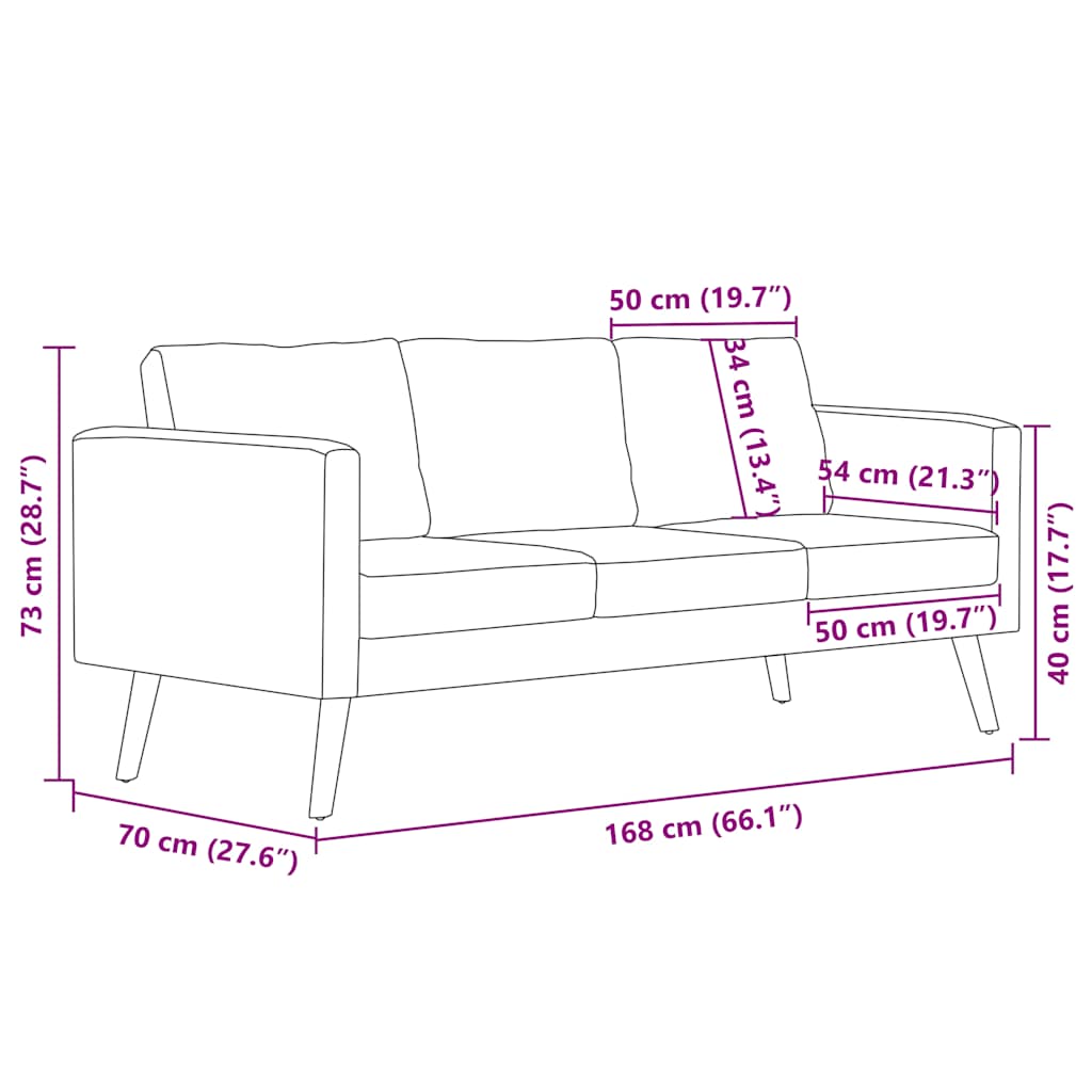 Sofa 3-Sitzer Stoff Hellgrau