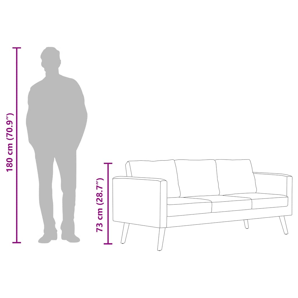 Sofa 3-Sitzer Stoff Hellgrau