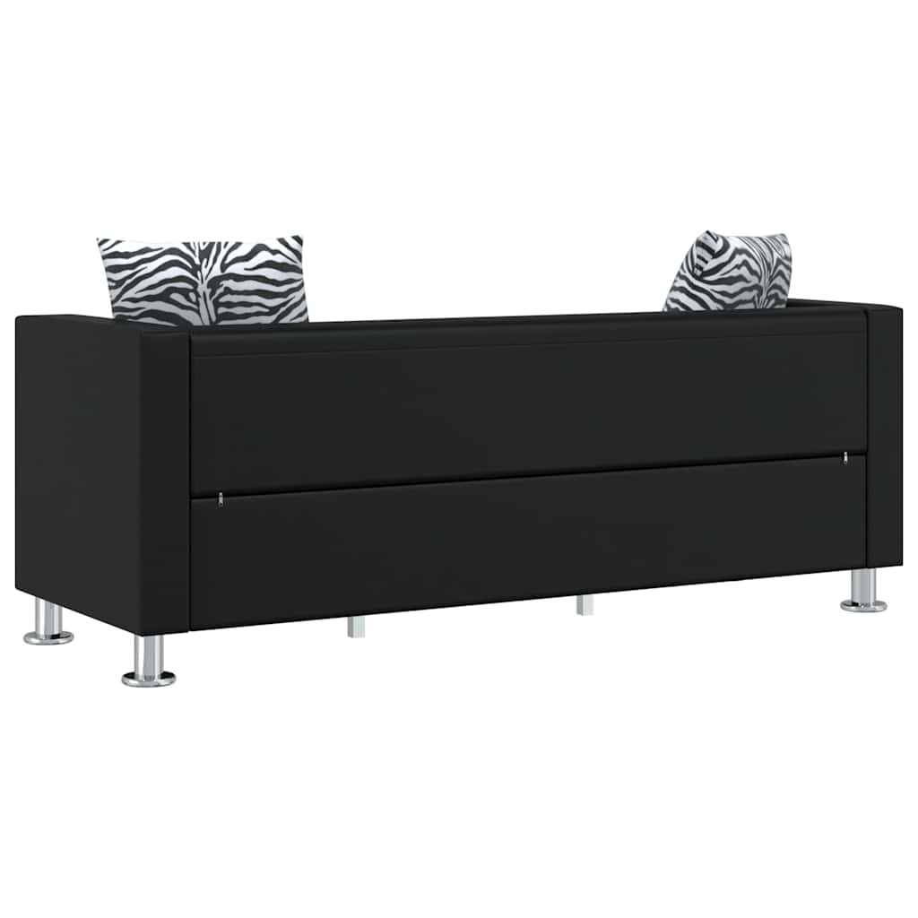 Sofa 3-Sitzer Kunstleder Schwarz