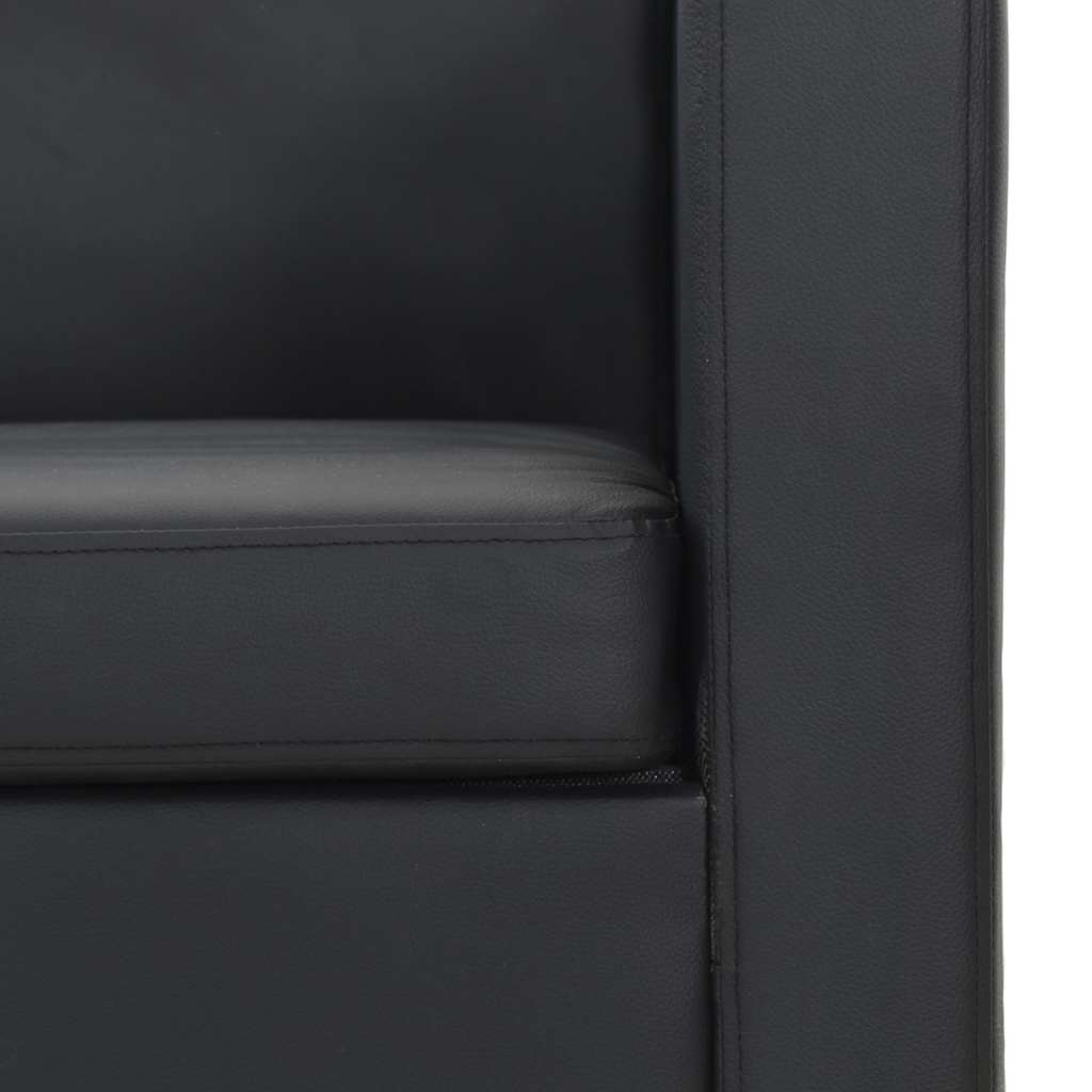 Sofa 3-Sitzer Kunstleder Schwarz