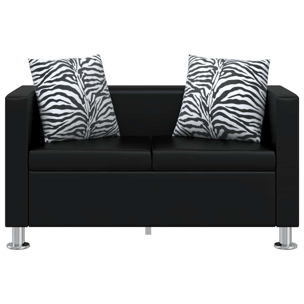 2-Sitzer-Sofa Kunstleder Schwarz