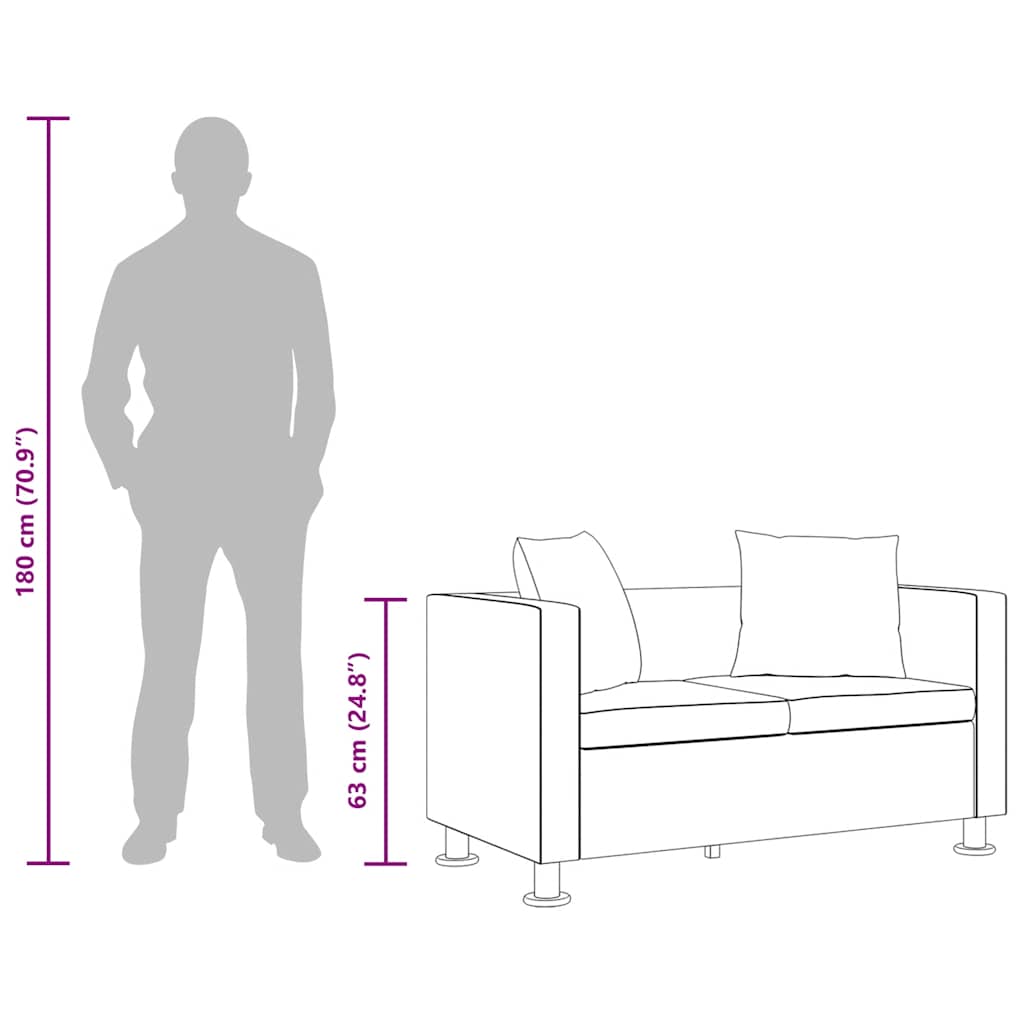 2-Sitzer-Sofa Kunstleder Schwarz