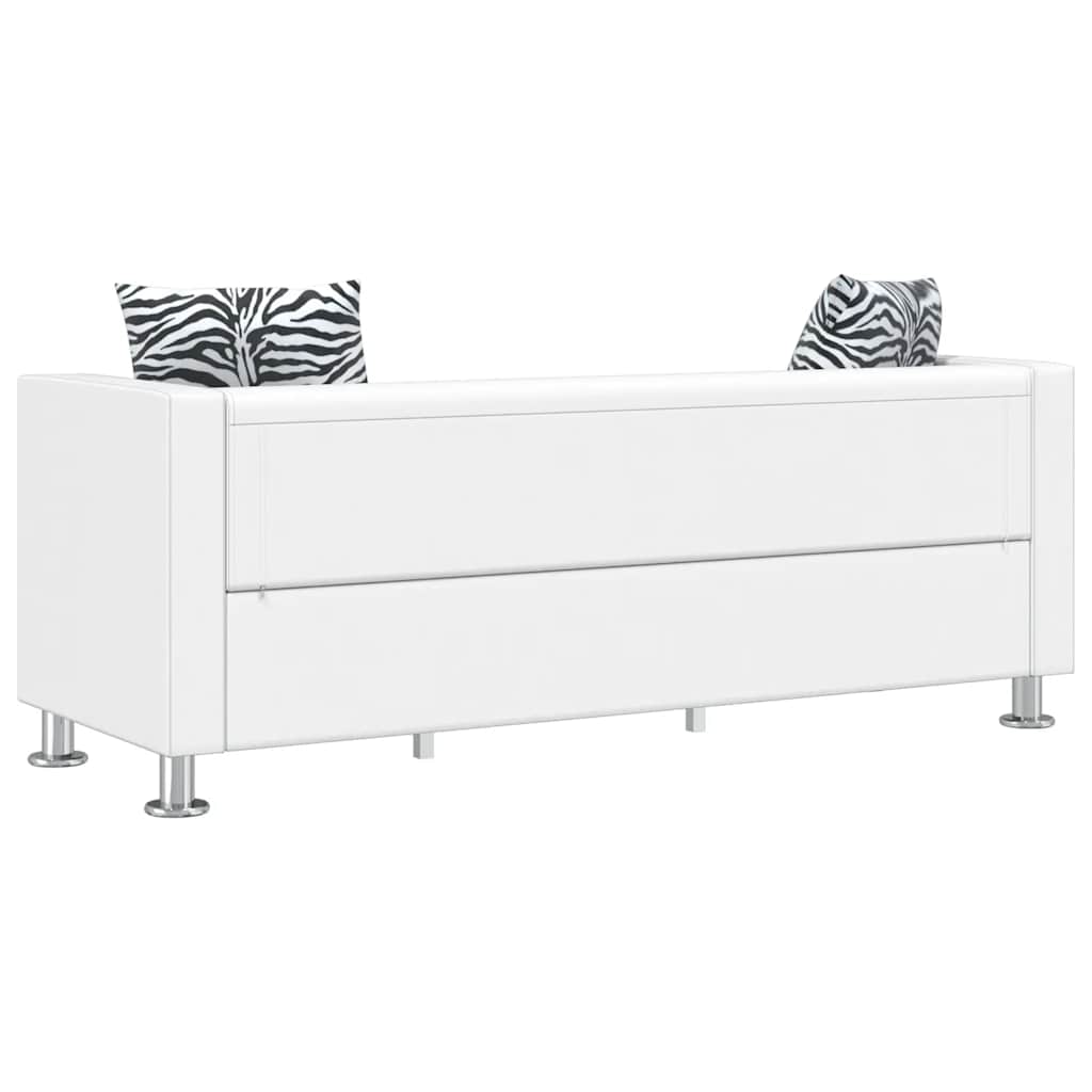 Sofa 3-Sitzer Kunstleder Weiß