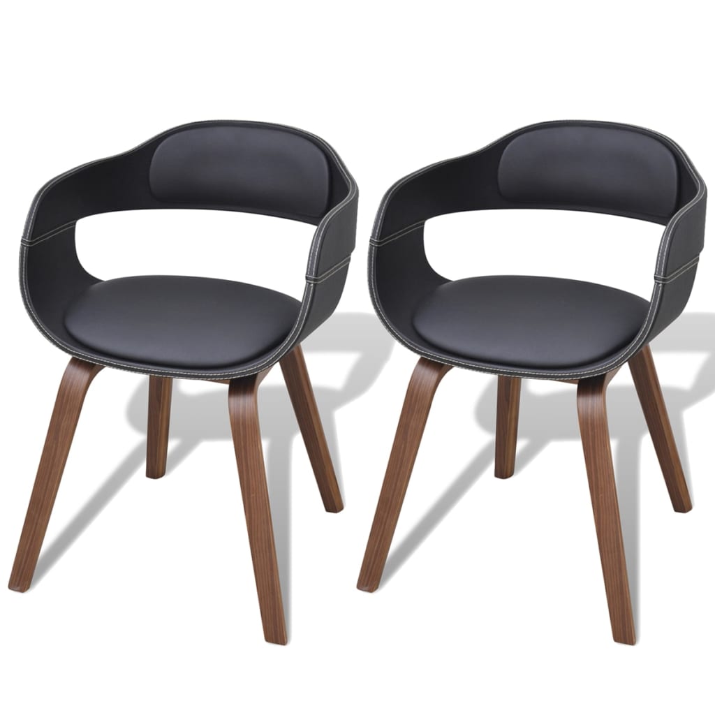 Dining chairs 2 pcs. Black bentwood and imitation leather