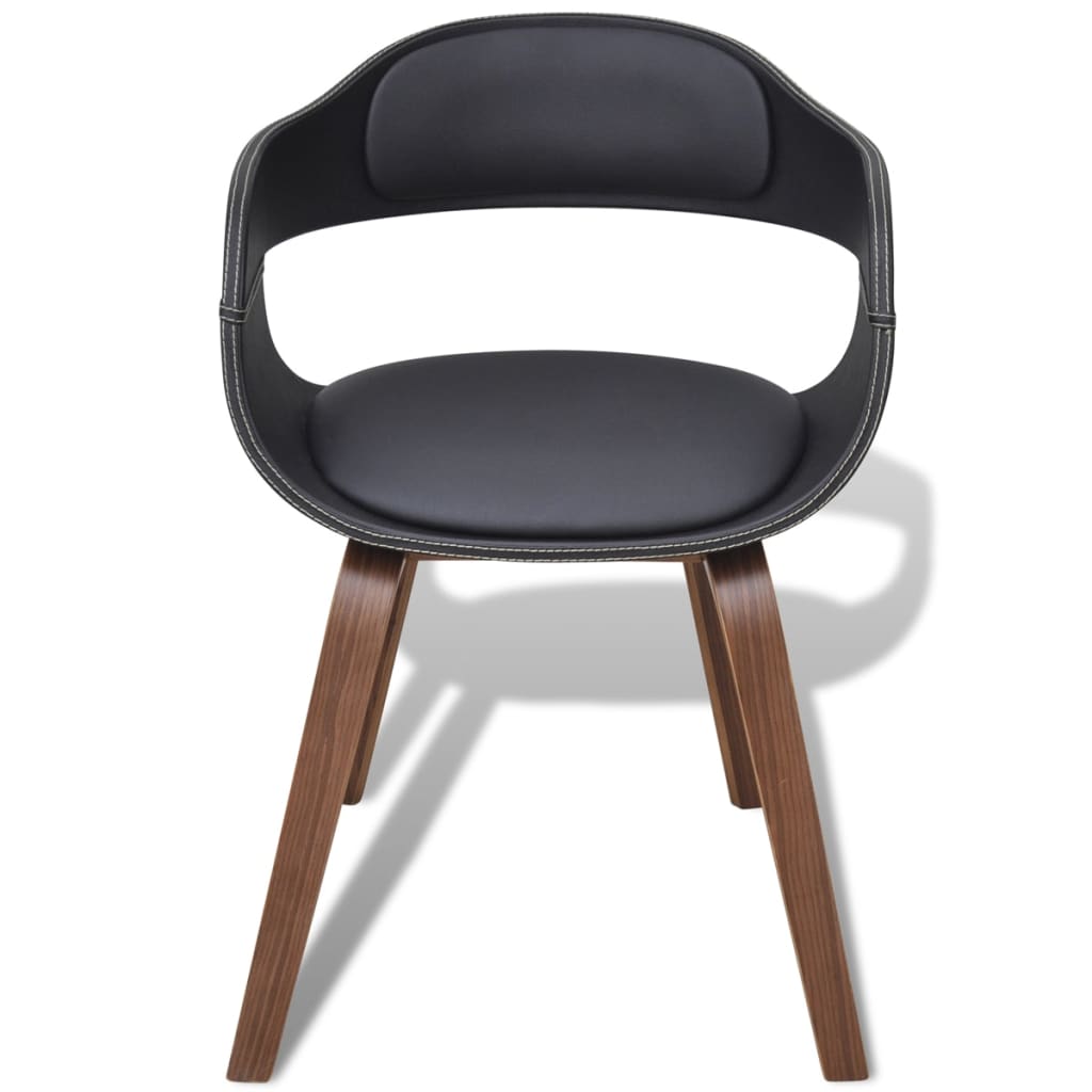 Dining chairs 2 pcs. Black bentwood and imitation leather