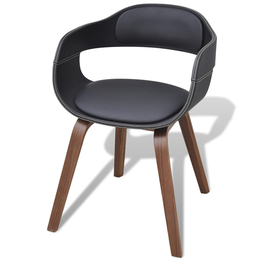 Dining chairs 2 pcs. Black bentwood and imitation leather
