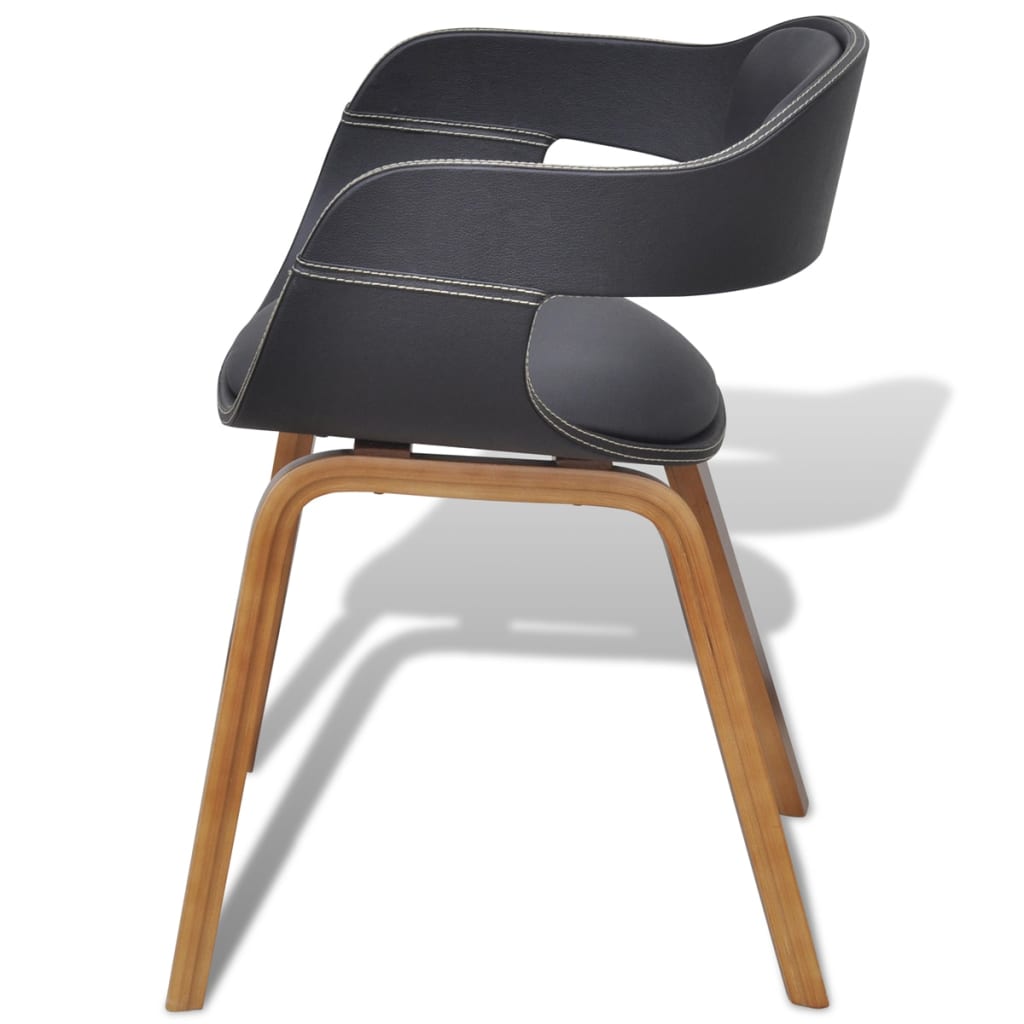 Dining chairs 2 pcs. Black bentwood and imitation leather