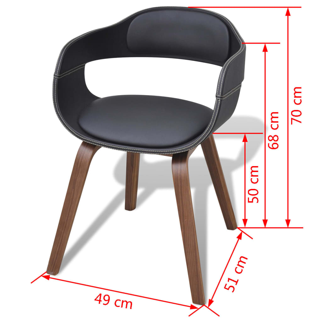 Dining chairs 2 pcs. Black bentwood and imitation leather
