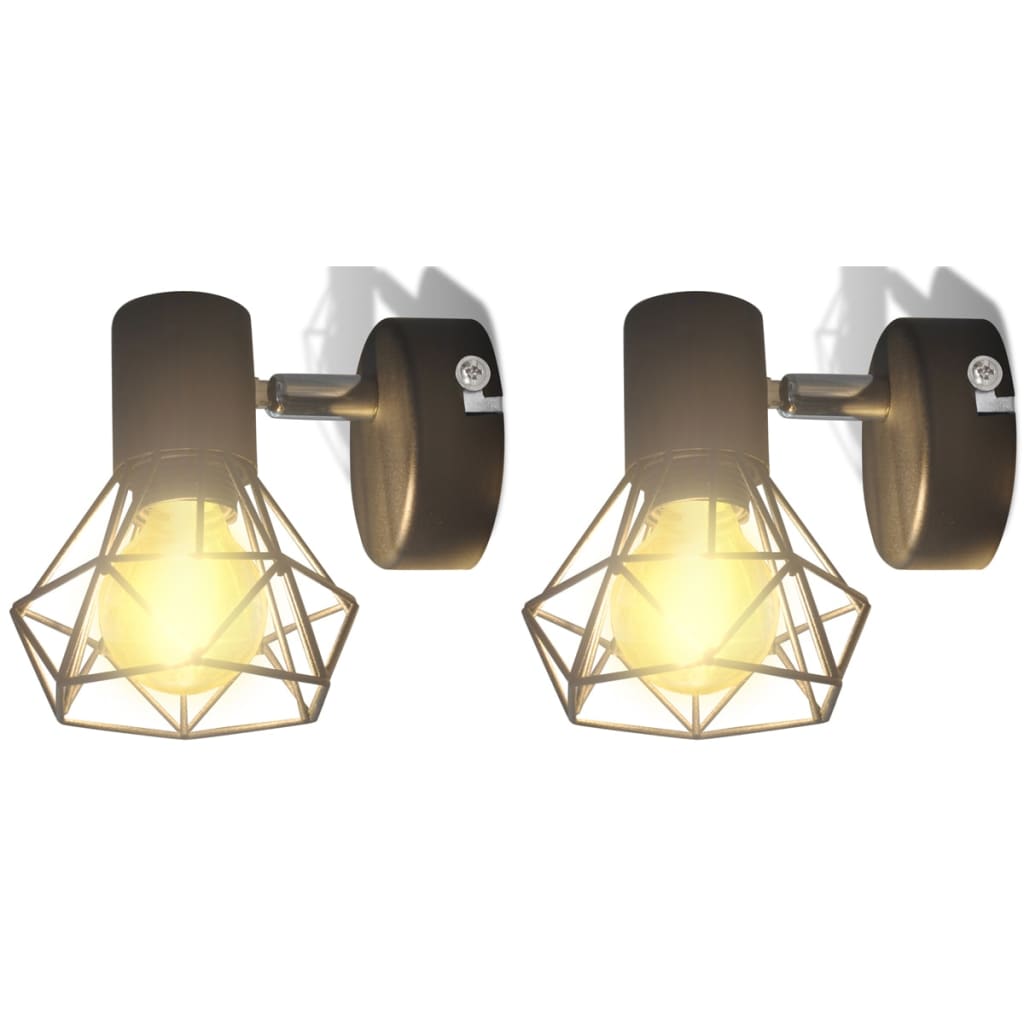 Wall lights 2 pcs. LED bulb industrial style wire shade black