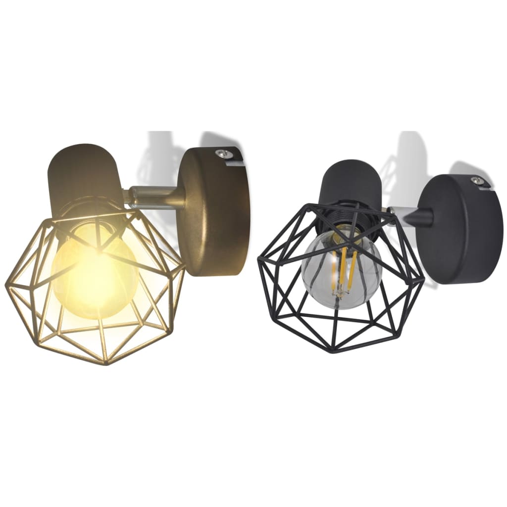 Wall lights 2 pcs. LED bulb industrial style wire shade black