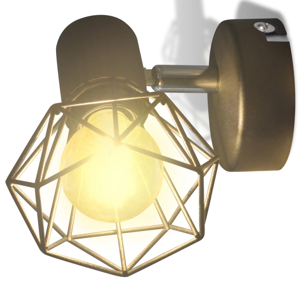 Wall lights 2 pcs. LED bulb industrial style wire shade black