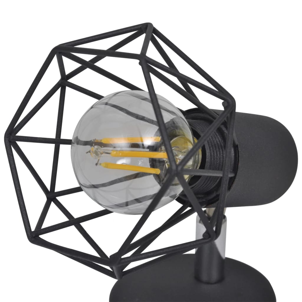 Wall lights 2 pcs. LED bulb industrial style wire shade black