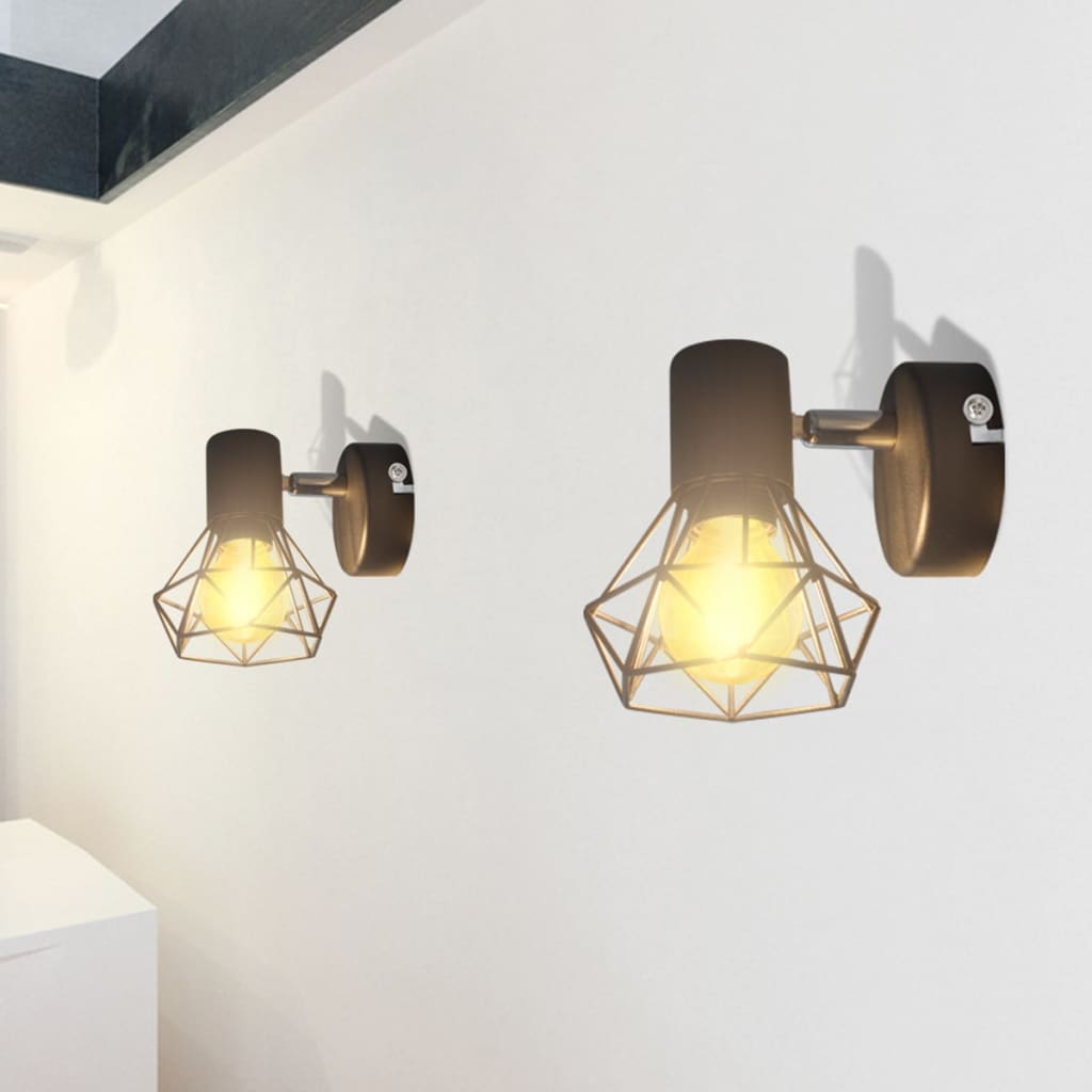 Wall lights 2 pcs. LED bulb industrial style wire shade black