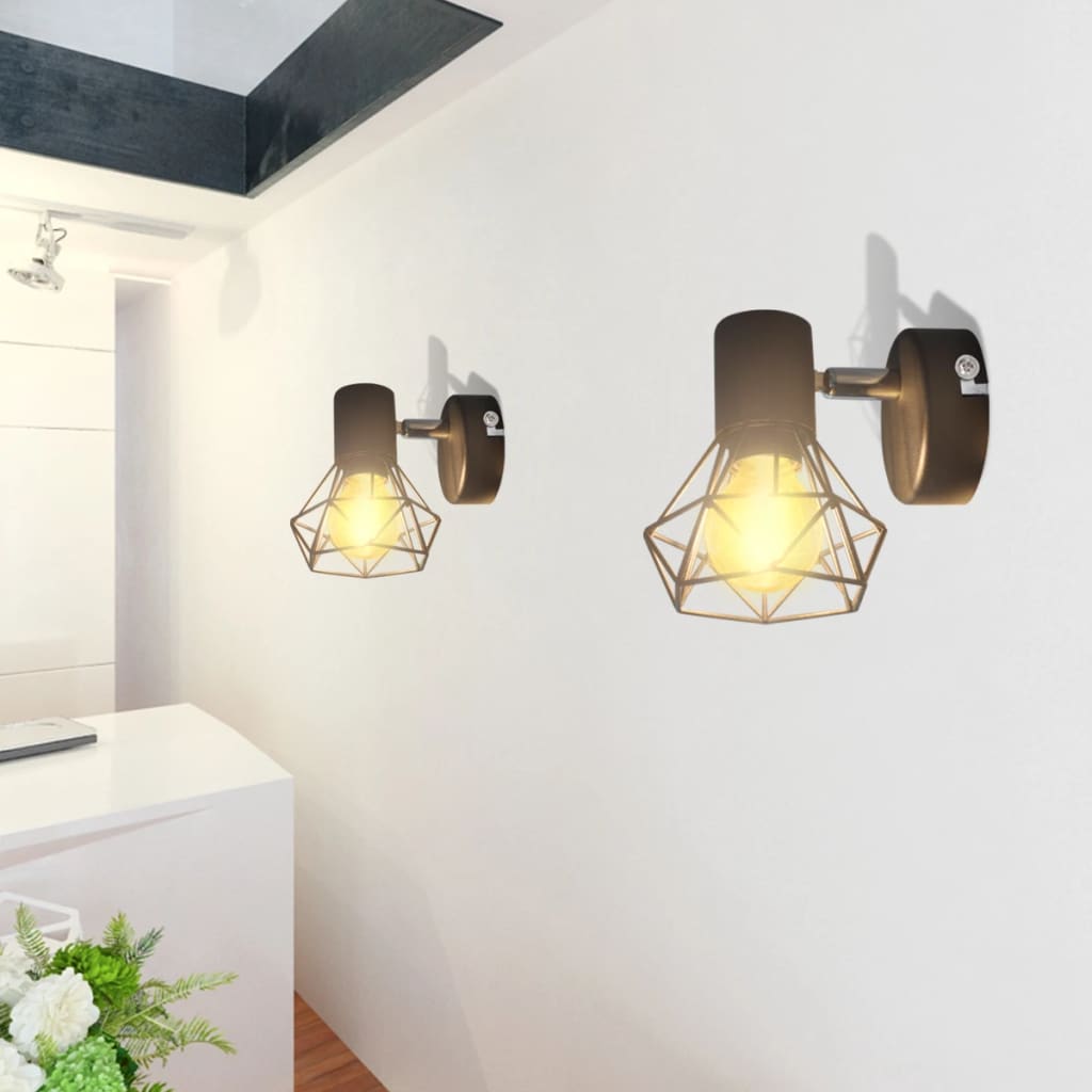Wall lights 2 pcs. LED bulb industrial style wire shade black