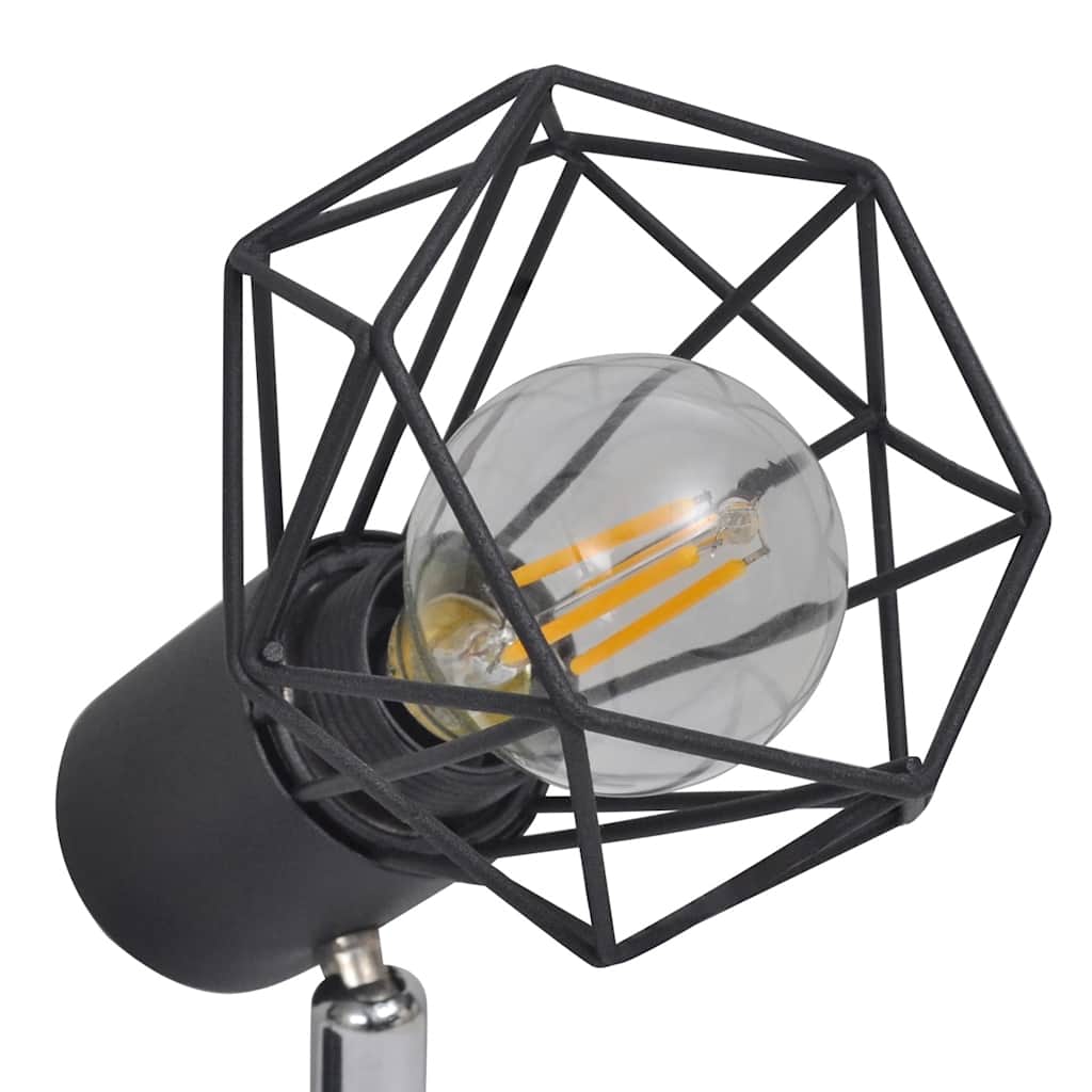 Ceiling spotlight with 2 LED bulbs, industrial style wire shade
