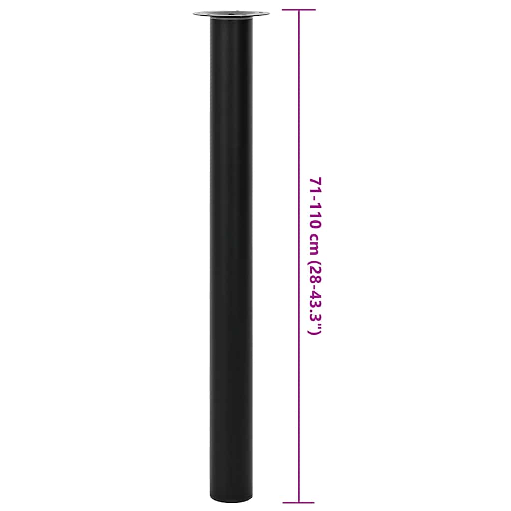 2 x Teleskopfuß Tischfuß Stützfuß Tischbein Schwarz 710 mm-1100 mm