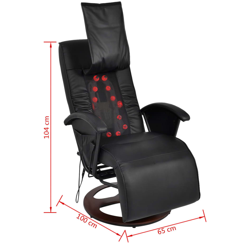 Shiatsu-Massagesessel Schwarz Kunstleder