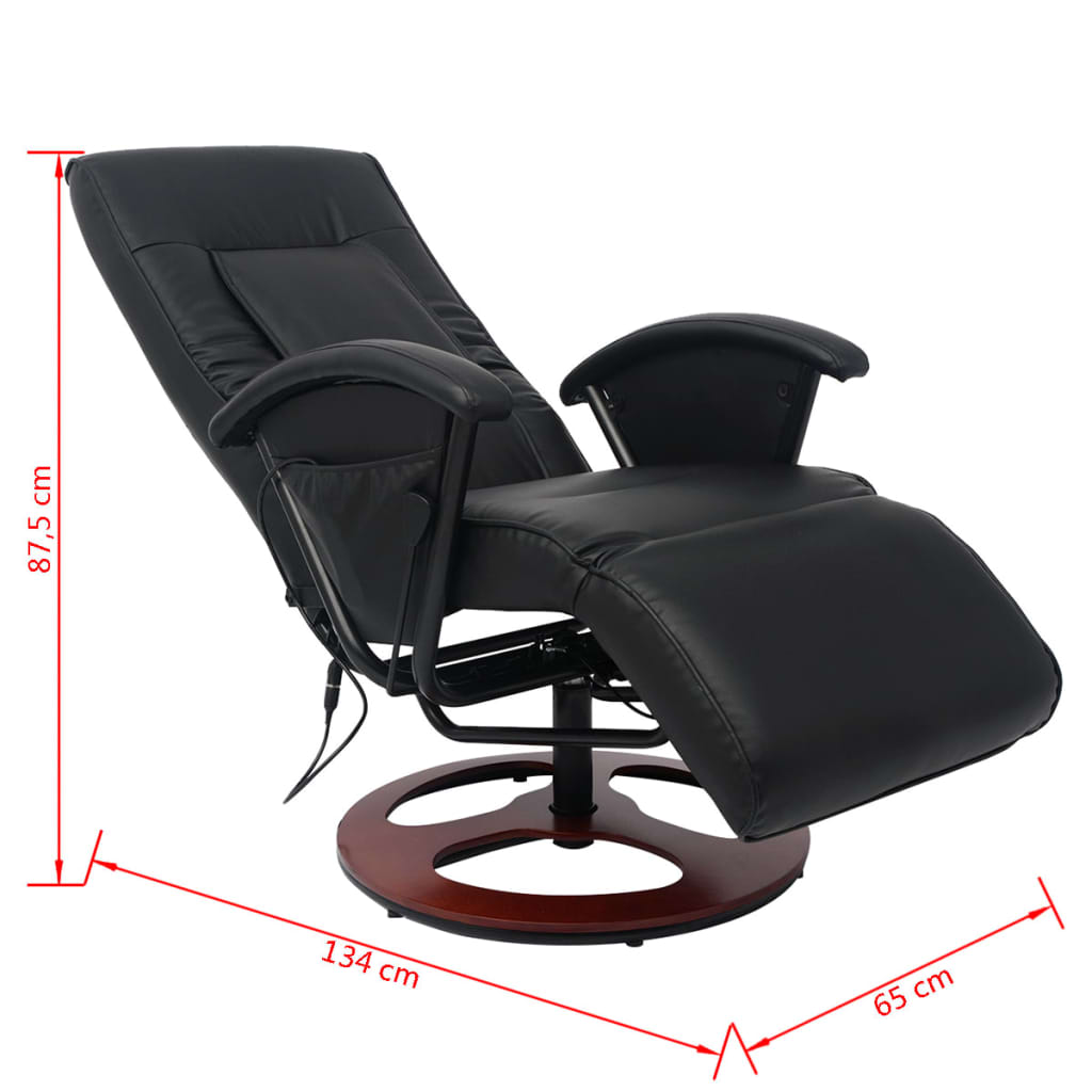 Shiatsu-Massagesessel Schwarz Kunstleder