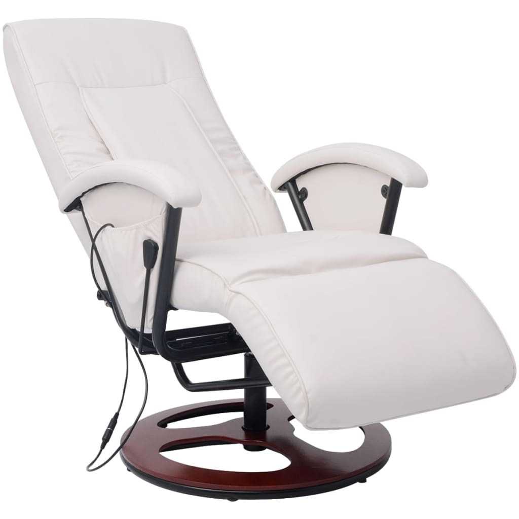 Shiatsu-Massagesessel Weiß Kunstleder
