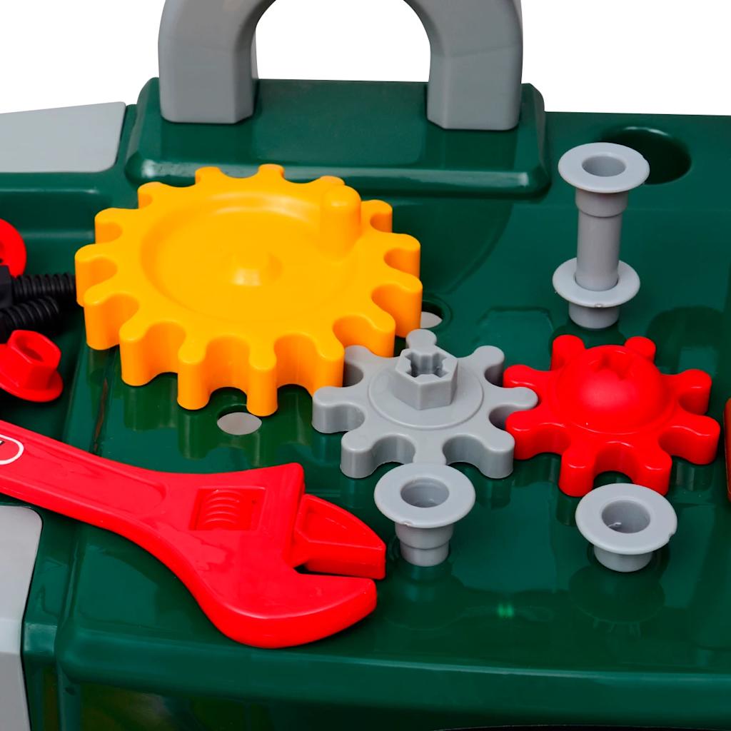 Children's workbench tool bench with tools green + gray