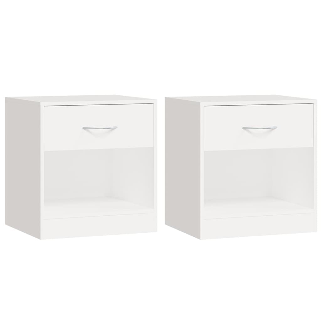 Bedside table 2 pcs. with drawer white