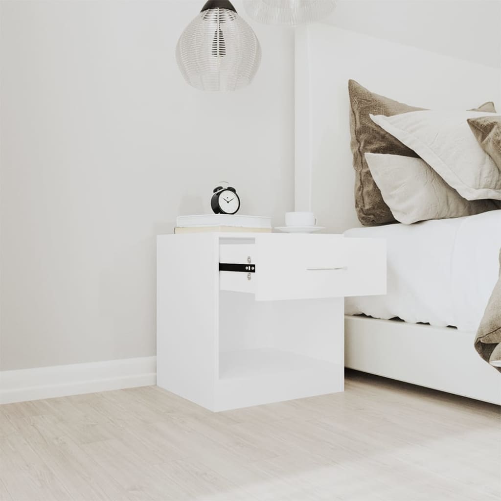Bedside table 2 pcs. with drawer white
