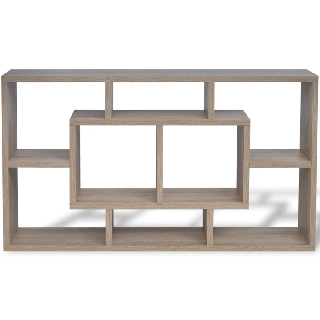 Wall shelf hanging shelf with 8 compartments oak color