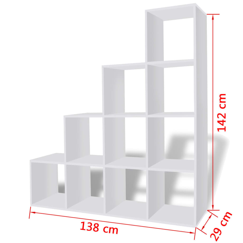 Bibliothèque escalier 142 cm blanche