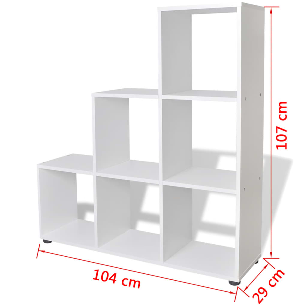 Staircase bookcase 107 cm white