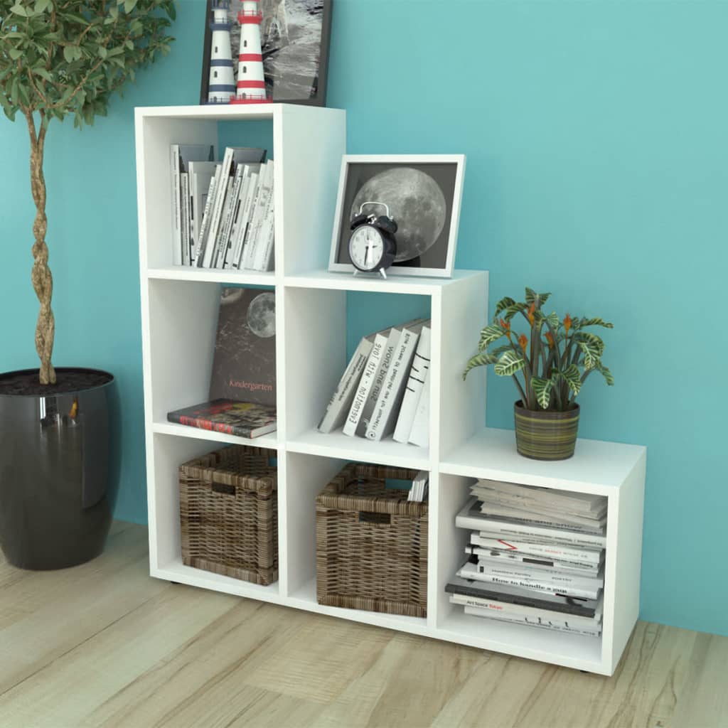 Staircase bookcase 107 cm white